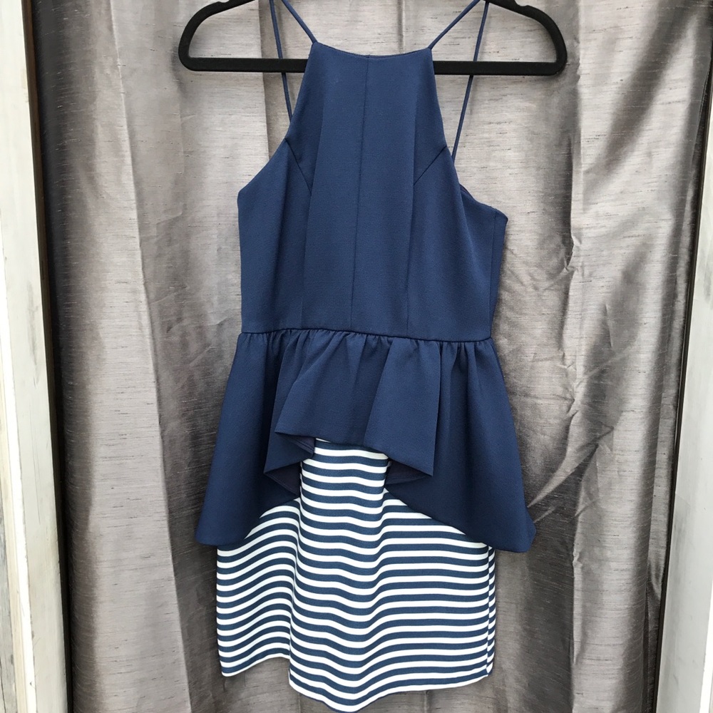 Navy Peplum Cocktail Dress